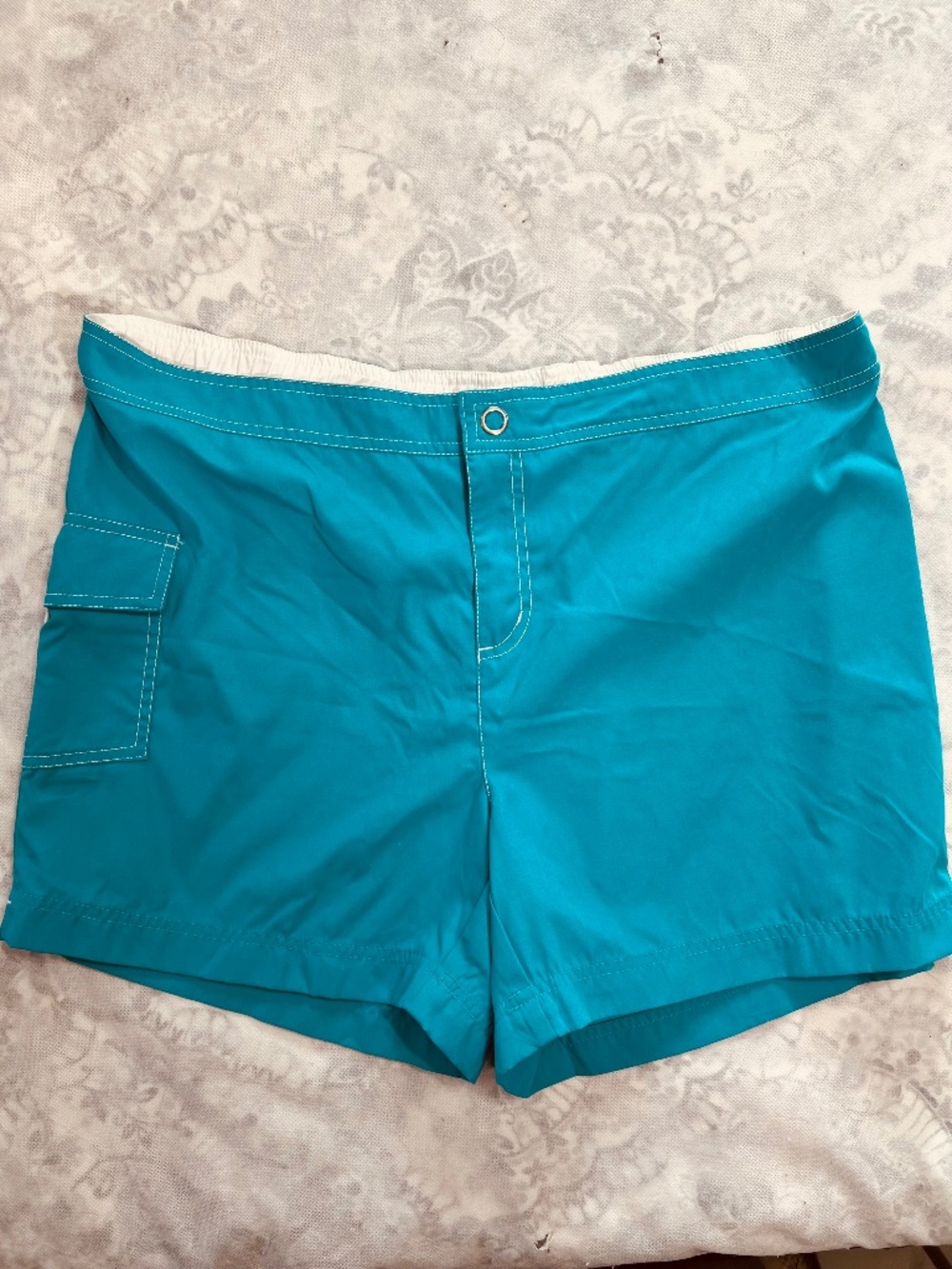 Catalina Women's Sz 1X Teal Swim Board Shorts Cargo Pocket Quick Dry